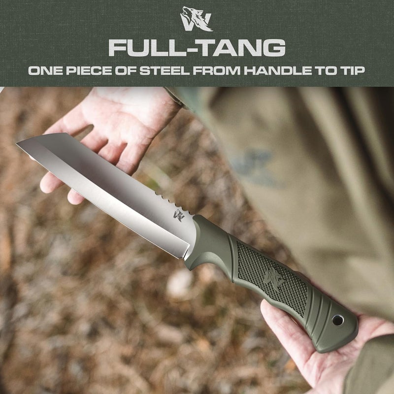 ODENWOLF W Machete - Survival Machete Full Tang with Sheath - Strong D2 Steel Knife Machete for Cutting Trees, for Yard Work, and for Bushcrafting and Big Tactical Knife with TPE-Handle - Image 3
